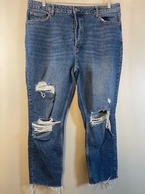 Divided Medium Blue Distressed Straight Jeans